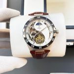 Omega Automatic Movement 40MM Cowhide Leather Strap 316L Steel Watch